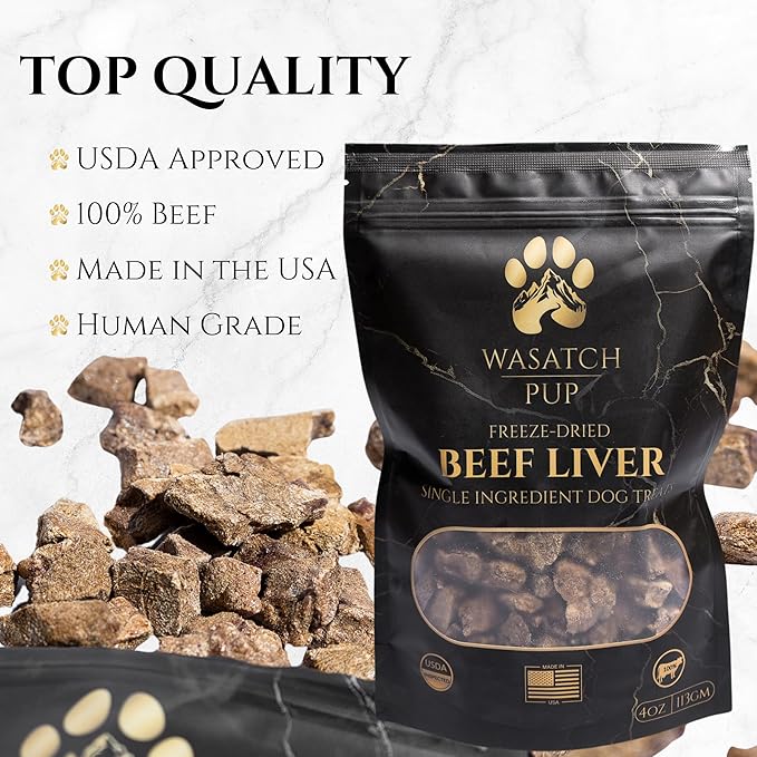Beef Liver Dog Treats | All Natural Freeze Dried Dog Treat for Dogs & Puppies - Made from Raw Single Ingredient, High Protein Pet Training Treats | USDA Approved & Made in The USA - 4 Oz