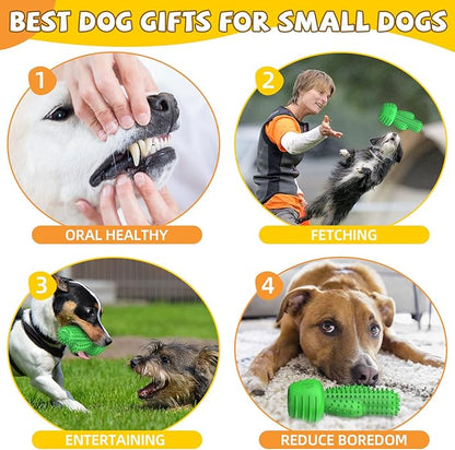 Pamlulu Christmas Dog Gifts, Dog Toys for Small Dogs Dog Toothbrush for Teething Cleaning, Rubber Squeaky Toys for Puppy