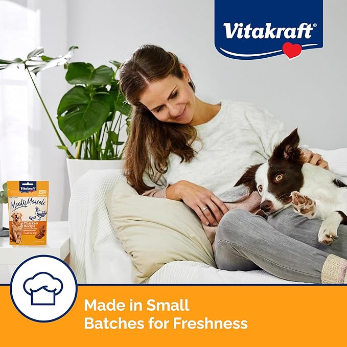 Vitakraft Meaty Morsels Treats for Dogs - Chicken with Chicken Sausage - Super Soft Dog Treats for Training - Two Layers of Gently Oven-Baked Meaty Goodness