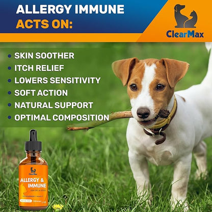 Dog Allergy Relief for Puppies & Adult Ones – Cat & Dog Itching Skin Relief Helps with Irritation & Supports General Well-Being – Cat Itchy Skin Treatment with Organic Composition – 2 Oz Bottle