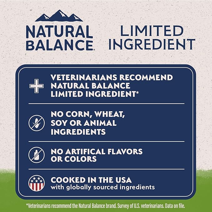 Natural Balance Limited Ingredient Adult Dry Dog Food with Vegan Plant Based Protein and Healthy Grains, Vegetarian Recipe, 12 Pound (Pack of 1)