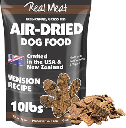 TRMC Real Meat Air Dried Dog Food w/Real Venison - Two 5lb Bags of USA-Crafted Grain-Free Real Meat Dog Food Sourced from Hormone-Free, Free Range, Grass-Fed Venison - All Natural, High Protein