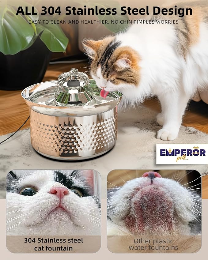 Replacement Pump for Cat Water Fountain | 108oz/3.2L Cat Fountain Stainless Steel Cat Water Fountain for Cats Inside, Pet Water Fountain Dog Water Dispenser -Pump