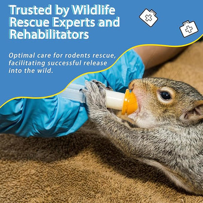 Baby Squirrel Feeding Kit,280 g Milk Replacer for Squirrel, Rabbit, Opossum, with Feeding Syringes,100% Instantized for Mixing Digestible Proteins