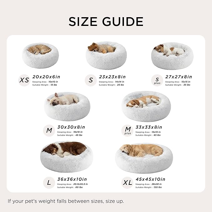 Bedsure Calming Cat Beds for Indoor Cats - Small Cat Bed Washable 20 inches, Anti-Slip Round Fluffy Plush Faux Fur Pet Bed, Fits up to 15 lbs Pets, Frost Grey