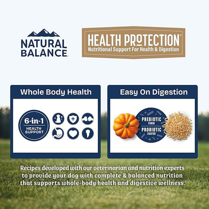 Natural Balance Health Protection Dry Dog Food – Whole Body Health, Easy on Digestion Dog Food Made with Chicken, Brown Rice & Pumpkin for Dogs - 24lbs.