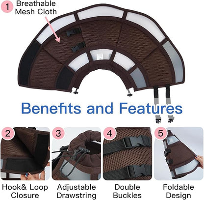 Cone for Large Dogs to Stop Licking - Adjustable Elizabethan E-Collar for After Surgery, Neuter & Wound Protection,Lightweight Breathable Recovery Collar to Prevent Biting (Brown, XL)