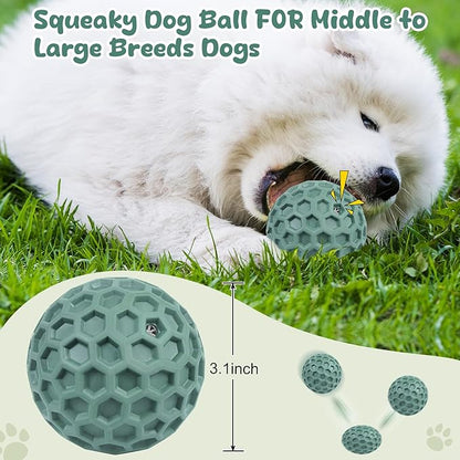 Tough Dog Chew Toys for Aggressive Chewers, Indestructible Dog Balls for Aggressive Chewers, Squeaky Balls for Dogs, Squeaky Toys for Large Dogs, Funny Heavy Duty Ball