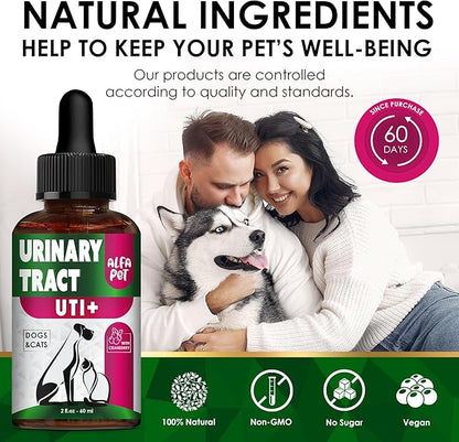 Сat Urinary Tract Infection Treatment with Cranberry – Dog UTI Treatment to Care for Bladder – Cat UTI Treatment for Kidneys – Preventive Support for Renal Health in Drops – 2 Oz