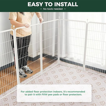 FXW Rollick Unleashed Dog Playpen for Indoor, Yard, RV Camping, 45 inch 32 Panels for Large Dogs, White│Patented