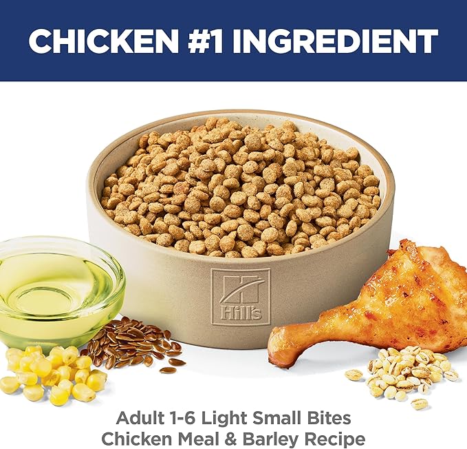 Hill's Science Diet Light, Adult 1-6, Weight Management Support, Small Kibble, Dry Dog Food, Chicken & Barley, 5 lb Bag