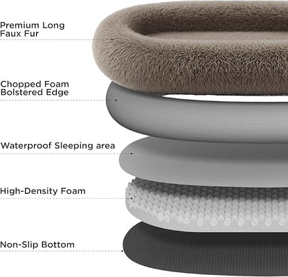 Bedsure Calming Human Dog Bed, 71" x 44" x 12" Giant Human Dog Bed for Adults People Fits Pet Families with Storage Pocket, Fluffy Faux Fur Orthopedic Pet Bean Bed, Frost Grey