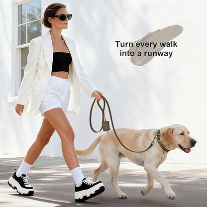Didog Soft PU Leather Dog Collar, Stylish Quick Released Dog Collar for Large Dogs, Easy Clean Adjustable Pet Collar for Daily Walking, Brown, L Fit 16-22" Neck