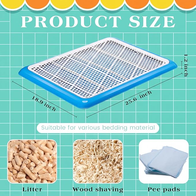 Mifoci 1 Pcs Dog Potty Tray Mesh Puppy Training Pad Holder Floor Protection Portable Pee Pad Pet Toilet Training Tray Litter Box Corner for Medium and Large Dogs (25.6 x 18.9 Inch,Blue)