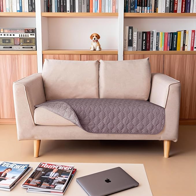gogobunny 100% Double Sided Waterproof Dog Blanket Soft Pet Bed Cover Reversible Protect Furniture Couch Sofa Car for Puppy Large Dog Cat (Dark Sea Fog/Light Sea Fog, 32x53 Inch (Pack of 1))
