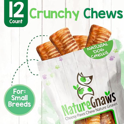Nature Gnaws Beef Trachea Chews for Dogs 3" (12 Count) - Long Lasting Natural Crunchy Dog Chew Bones - Rawhide Free