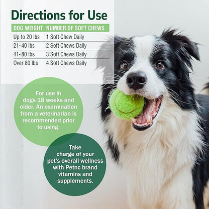 Petnc Dog Skin and Coat Supplement (60 Chewables), With Omega 3, EPA & DHA, Promotes Healthy Skin & Glossy Coat, For Dogs 18 Weeks & Older, Liver Flavor