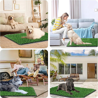 Annexfun Dog Grass Mat with Pee Pad 38×23", Large Dog Litter Box Indoor Artificial Turf Grass Porch Waterproof Patio Potty Tray for Doggie Reusable Washable and Lawn for Replacement Puppy Training