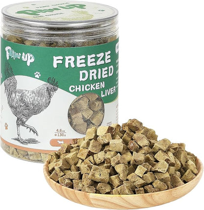 PAWUP Freeze Dried Chicken Liver Pet Treats, High Protein Freeze-Dried Pet Food for Dogs, Cats, Fresh Ingredient Snacks, 4.6 oz, Rawhide Free&Grain Free