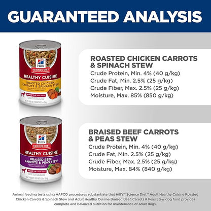 Hill's Science Diet Adult 1-6 Healthy Cuisine Wet Dog Food Variety Pack, Chicken & Beef, 12.5 oz. Cans, 12-Pack