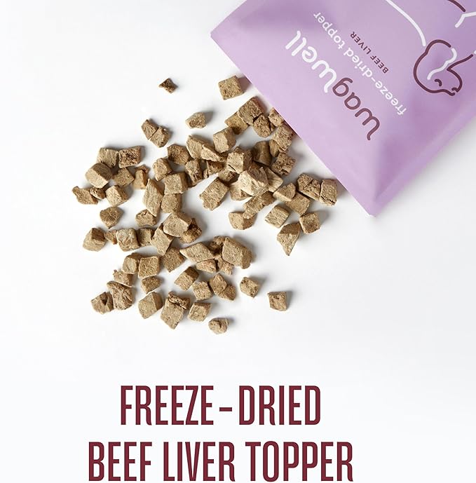 WagWell Freeze-Dried Dog Food Topper, Beef Liver Flavor | Training Treats, Food Topper, Healthy Snack for Dogs | Human Grade, Grain Free, High Protein | Made in USA | 4 oz Bag, 2 Pack
