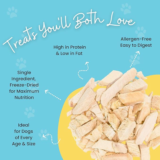 hotspot pets Freeze Dried Chicken Treats for Cats & Dogs -1LB Value Bag- Made in USA - Single Ingredient- Resealable Bag, All Natural Grain-Free (Chicken Breast)- Perfect for Training, Topper or Snack