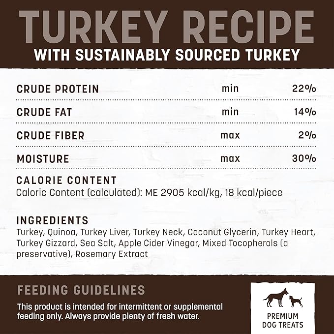 Earth Animal Wisdom Air Dried Jerky - Turkey Recipe Premium Natural Jerky Strips Dog Treats - 3 Pack 4 oz Bag