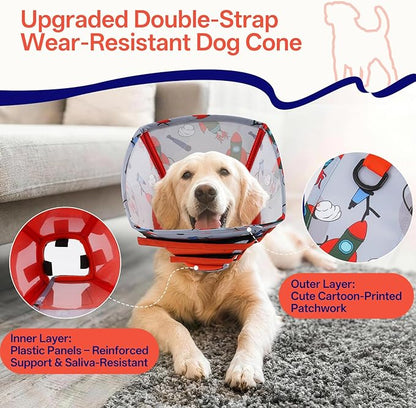 Comfortable Dog Cone - Soft Dog Cone Collar Adjustable Recovery Cone for Dogs to Stop Licking,Small Cone for Dogs,Cute Pet Head Neck Elizabethan Cone,Cone Alternative After Surgery,XS,Red