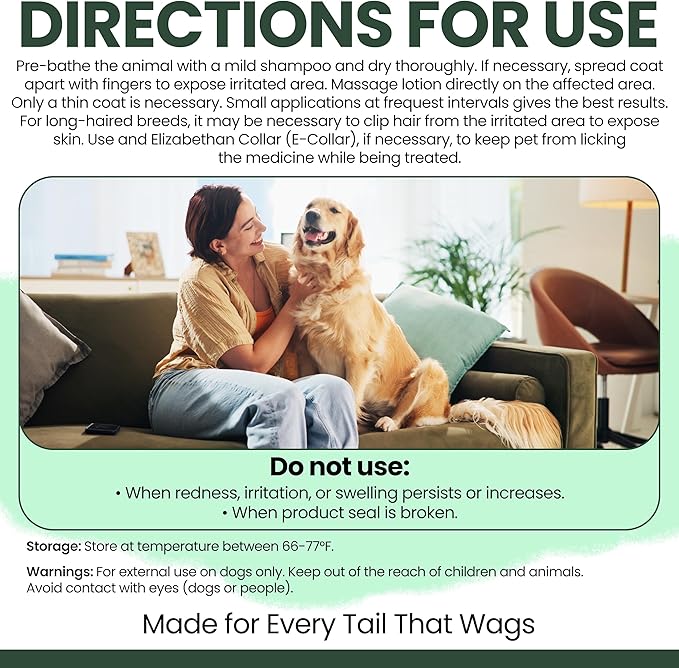 Chew + Heal Labs Hydrocortisone Lotion for Dogs - 8 oz Anti Itch Cream for Irritated Skin, Flea Bites, Itching, and More - Made in the USA