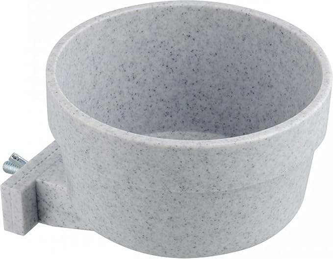 Lixit® Kennel Cage Food or Water Bowl - Non Spill Hanging Removable Dog Crate Bowls - Carrier Water Food Bowl for Dogs or Cats - Attaches to Cage for Convenient Feeding and Drinking (Gray, 20 Ounce)