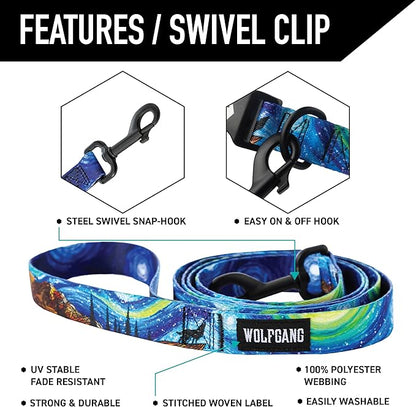 Wolfgang Heavy Duty Dog Leash, Pull-Tested for Walking & Training, StarryWolf Print, Small