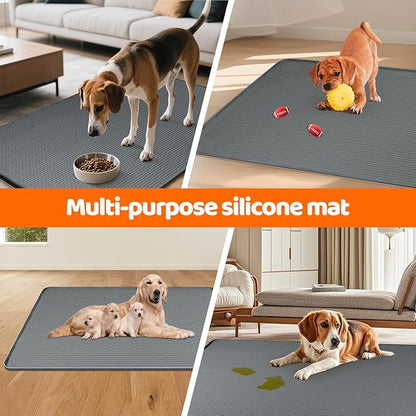 Pee Pads for Dogs, 40" x 28" Extra Large Reusable Silicone Mat, Washable Puppy Training Pads for Potty Training, Non-Slip, Leak-Proof, Indoor Floor Protection (Dark Grey)