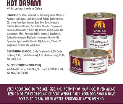 Weruva Classic Dog Food, Hot Dayam! with Lamb in Gelée, 14oz Can (Pack of 12)
