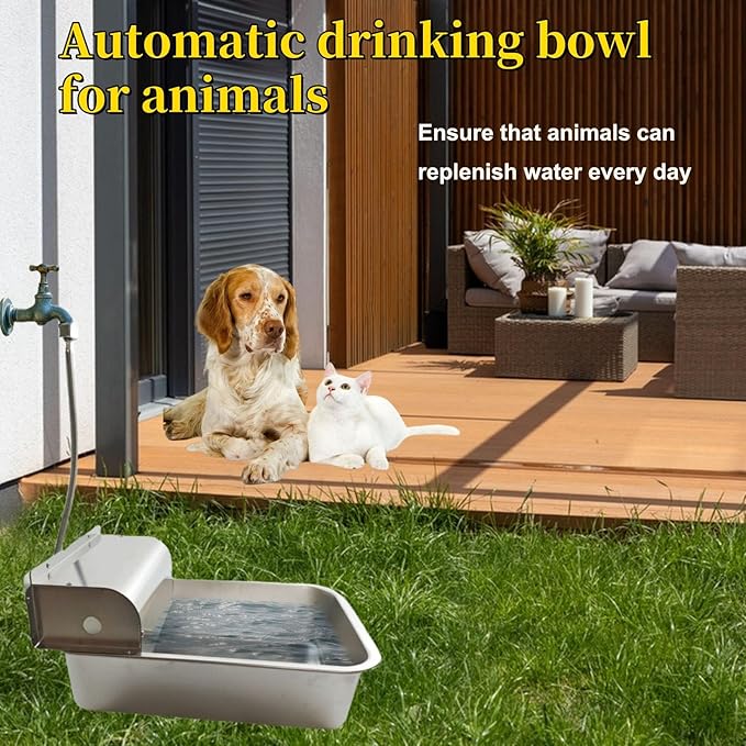 Automatic Water Dispenser for Dogs Large, Outdoor Dog Water Dispenser, 304 Stainless Steel Auto Filling Dog Water Bowl, Suitable for Horses, Chickens, Dogs, Livestock, Easy to Clean