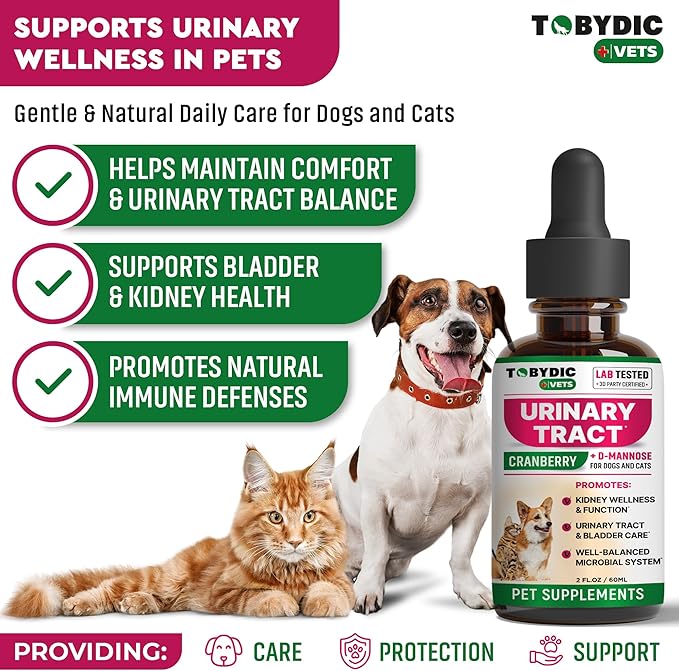 Cat & Dog Natural UTI Support & Urinary Tract Infection Treatment with Cranberry - Kidney + Bladder Support Supplement - Best for Urine Incontinence - Pet Renal Health (2 Pack (60ml + 60 ml))