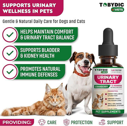 Cat & Dog Natural UTI Support & Urinary Tract Infection Treatment with Cranberry - Kidney + Bladder Support Supplement - Best for Urine Incontinence - Pet Renal Health (2 Pack (60ml + 60 ml))