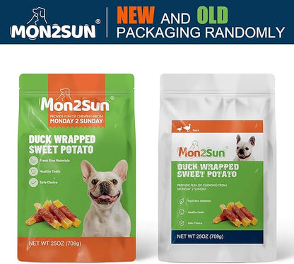 MON2SUN Dog Treats, Duck Wrapped Sweet Potato, High Protein, Low Fat, No Rawhide, Easy to Digest, Suitable, 25 oz