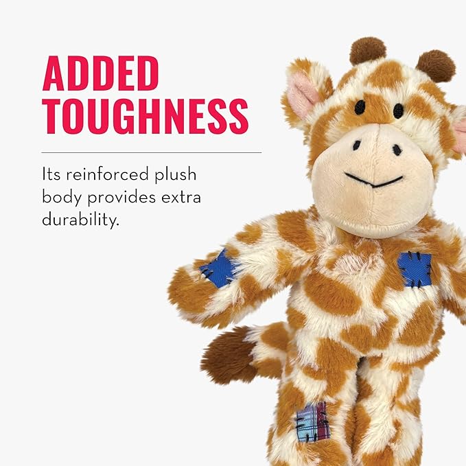 KONG Wild Knots Giraffe Dog Toy (Small/Medium) Durable Internal Knotted Rope, Minimal Stuffing for Less Mess – Soft Plush Chew Toy for Dogs