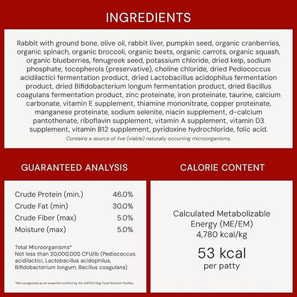 Stella & Chewy's Freeze-Dried Raw Dinner Patties - Absolutely Rabbit Recipe - High Protein Grain-Free Puppy & Dog Food - Perfect For Picky Eaters - 5.5 oz