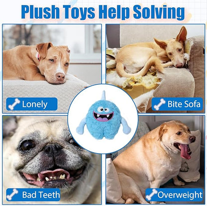 Plush Squeaky Dog Toy, Crinkle Stuffed Dog Toy Keep Them Busy Tug of War Birthday Dog Chew Toy for Small Medium Large Dogs (Light Blue)