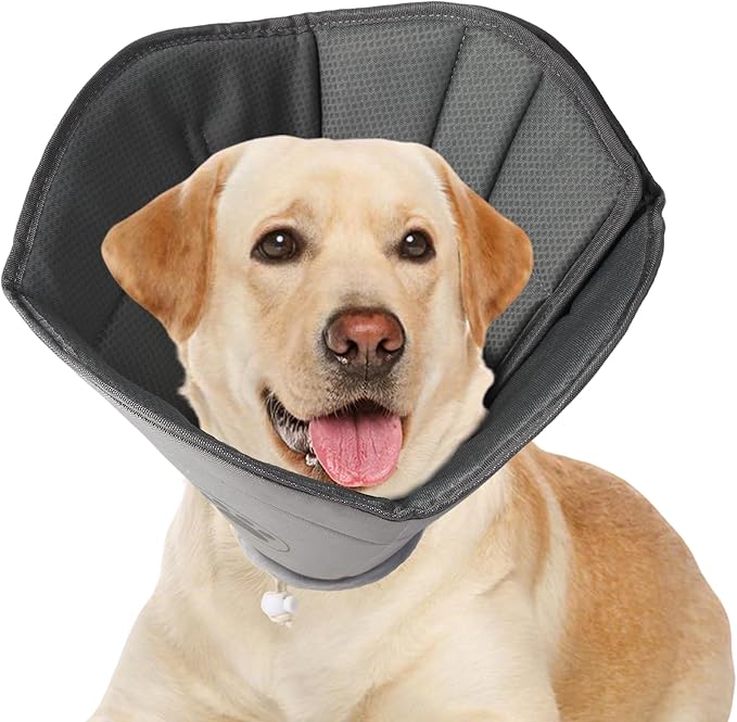 Soft Dog Cone for Small Medium Large Pets After Surgery, Comfy Cone for Dogs, Cones for Dogs to Stop Licking, Pet Elizabethan Collar Alternative to Prevent Licking Wounds (Grey, XL)