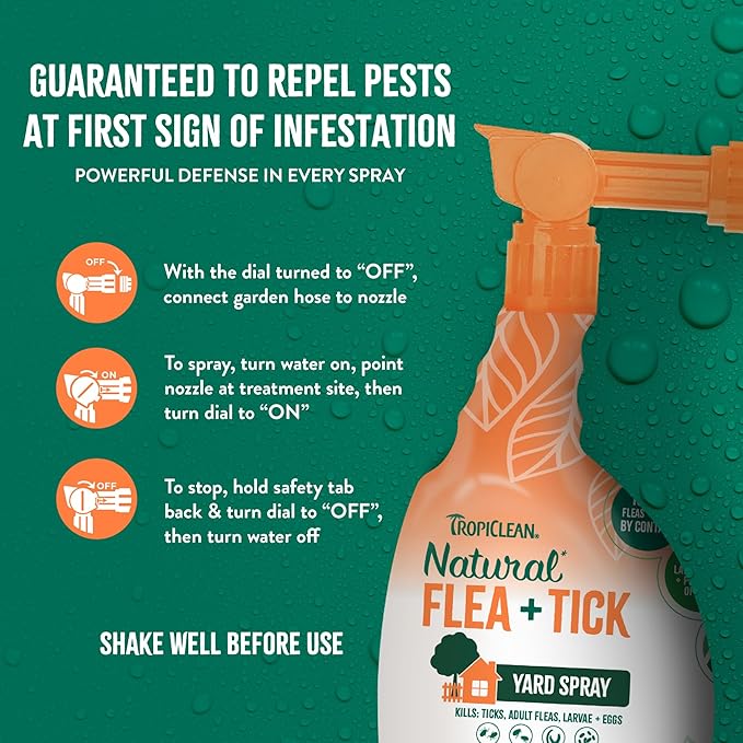 TropiClean Natural Maximum Strength Flea and Tick Spray for Yard, 32oz