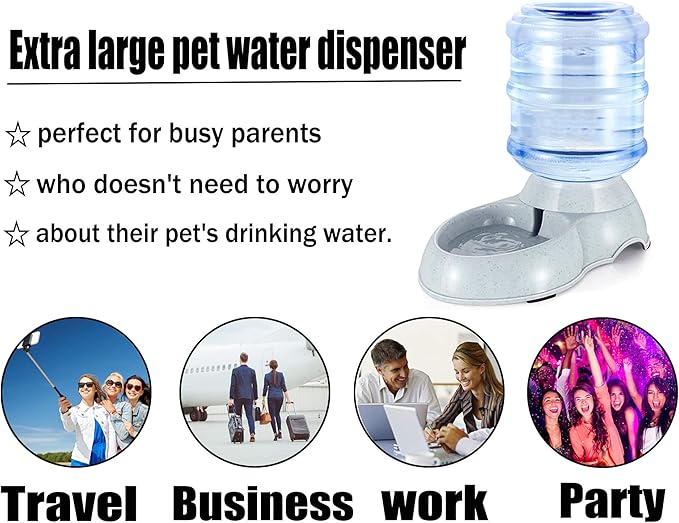 Pet Gravitational Feeder and Water Dispenser Large 3 Gallon 11 Liters-Thickened Durable,Dog Cat Water Bowl Dispenser Large,Automatic Replenish Pet Waterer Dispenser Station