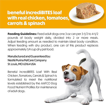 Purina Beneful Small Breed Wet Dog Food, IncrediBites Loaf With Real Chicken Recipe - (Pack of 12) 3 oz. Cans