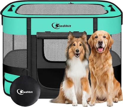 Dog Playpen,Cat Pet Puppy Pen,Portable Playpens for Dogs Indoor Outdoor Travel Camping Use,Foldable Dog Kennel Tent Crate for Rabbit Small Animals with Carrying Case (Green, Large)