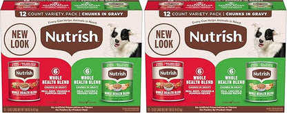 Nutrish Whole Health Blend Chunks in Gravy Variety Pack Wet Dog Food,13 oz. Can,(Rachael Ray),(Pack of 24)