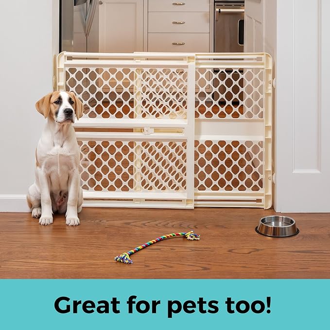 Toddleroo by North States - Supergate Ergo Baby Gate: Plastic Baby Gate for Stairs & Doorways - Adjustable Indoor Safety Gate - Made in USA - 26 to 42 Inches Wide - 26 Inches Tall - Ivory