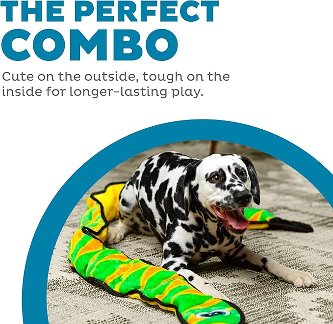 Outward Hound Durablez XX-Large Snake Stuffing-Free Squeaky Plush Dog Toy for Puppies & Dogs - Interactive, Soft Yet Tough, No Mess, Jumbo Squeaker, Long-Lasting Play, 70 inch, Blue