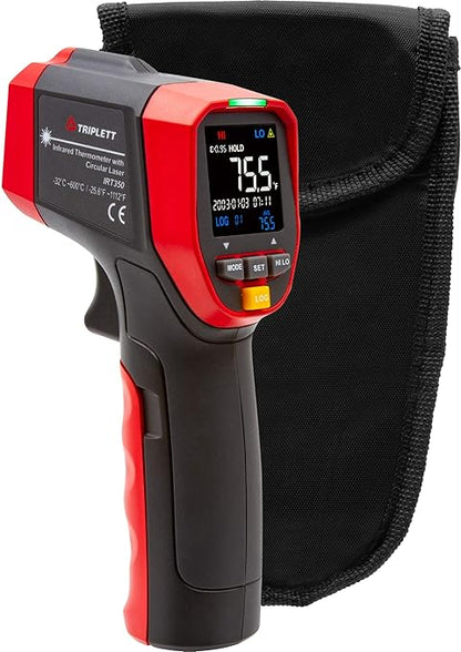 Triplett IRT350 Non-Contact 12:1 Infrared Thermometer with Circular Laser Indicator and Certificate of Calibration to NIST, -4 to 1112°F (-20 to 600°C)