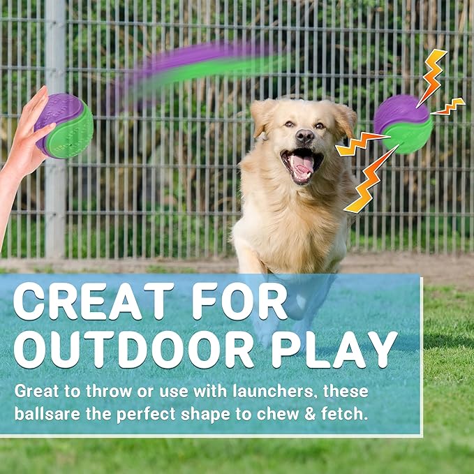 LECHONG 3.5in Squeaky Dog Balls Toys for Training, Dog Toys to Keep Them Busy, High Bouncy Balls for Interactive Playing, Great for Puppy Pet Teething and Chew 4Pcs